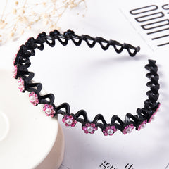 Fashion Pearl Non-Slip Rhinestone Hairbands Elastic Flower Women Hair Hoop Bands Headband Bezel Girls Hair Accessories Headdress