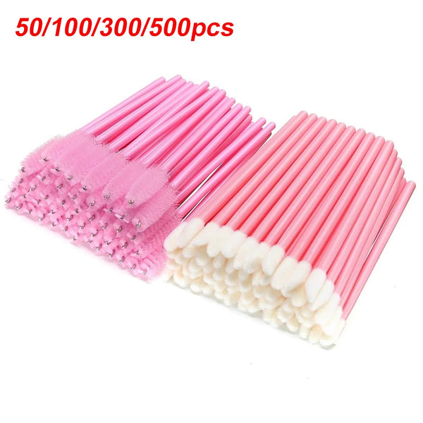 50/100/300/500pcs Eyebrow Eyelash Brushes Eyelash Spoolies Mascara Wands Disposable Applicator for Eyelash Extension Makeup Tool