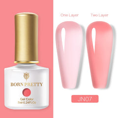 BORN PRETTY 7ML Jelly Nude Gel Polish Translucent Pink Milky White Nail Gel Manicure UV LED Semi Permanent Soak Off Nail Polish