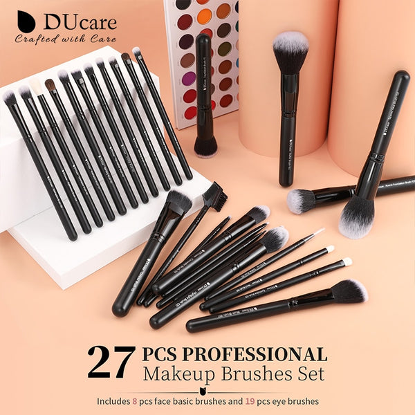 DUcare Black Makeup Brushes 8-32Pcs Brush for Makeup Foundation Eyeshadow Synthetic Goat Pony Hair Professional makeup brush Set