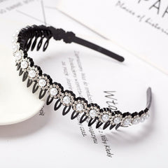 Fashion Pearl Non-Slip Rhinestone Hairbands Elastic Flower Women Hair Hoop Bands Headband Bezel Girls Hair Accessories Headdress