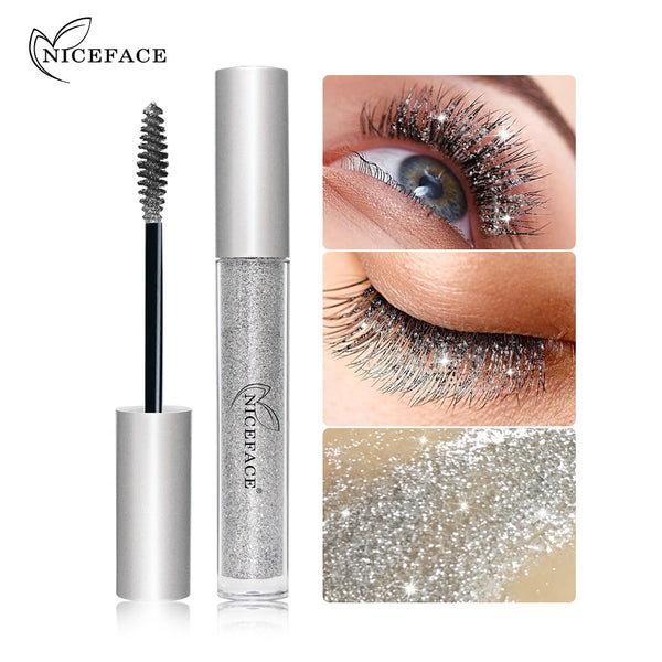 NICEFACE Diamond Glitter Mascara Fast Dry Eyelashes Curls Extension Make-Up Waterproof Long-lasting Lengthens Eye Lash Mascara