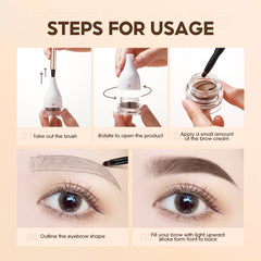 O.TWO.O Eyebrow Pomade Brow Mascara Natural Waterproof Long Lasting Creamy Texture 4 Colors Tinted Sculpted Brow Gel with Brush