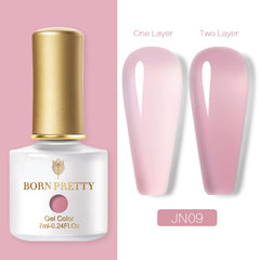 BORN PRETTY 7ML Jelly Nude Gel Polish Translucent Pink Milky White Nail Gel Manicure UV LED Semi Permanent Soak Off Nail Polish