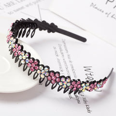 Fashion Pearl Non-Slip Rhinestone Hairbands Elastic Flower Women Hair Hoop Bands Headband Bezel Girls Hair Accessories Headdress