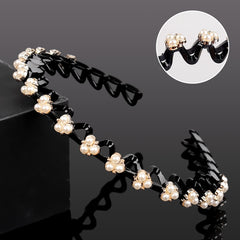 Fashion Pearl Non-Slip Rhinestone Hairbands Elastic Flower Women Hair Hoop Bands Headband Bezel Girls Hair Accessories Headdress