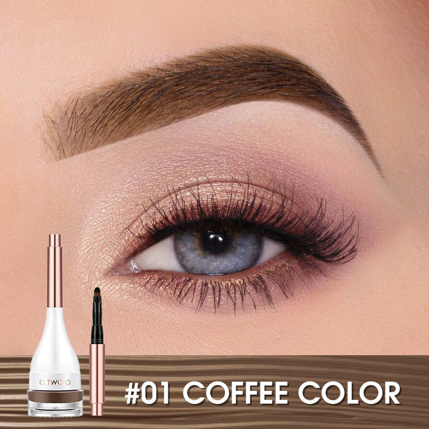 O.TWO.O Eyebrow Pomade Brow Mascara Natural Waterproof Long Lasting Creamy Texture 4 Colors Tinted Sculpted Brow Gel with Brush